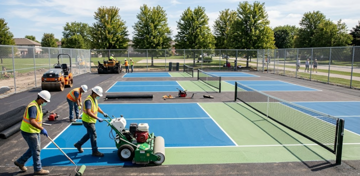 Construction de court de pickleball, Ain